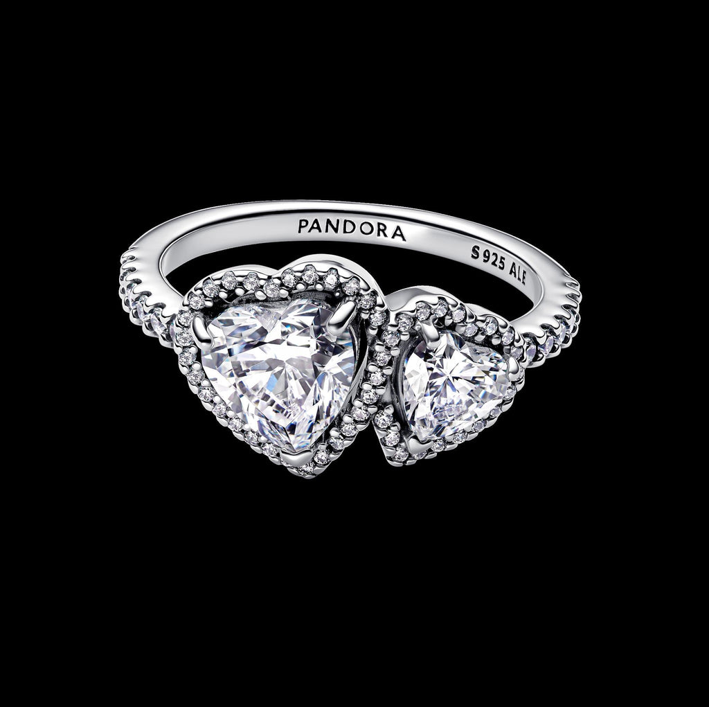 Sparkling Halo Hearts Ring