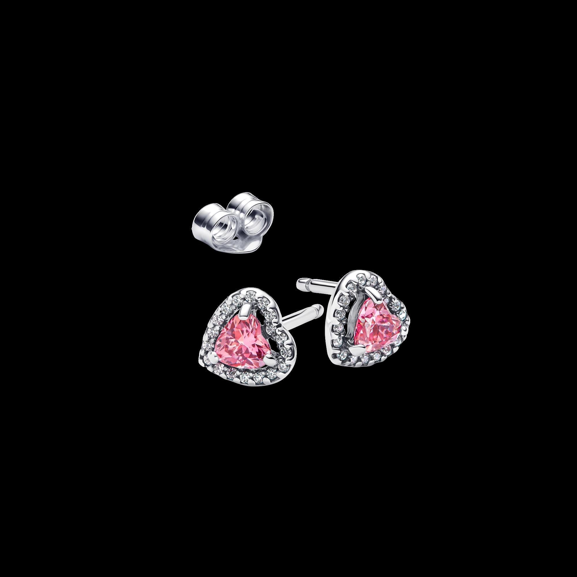 Elevated Pink Heart Stud Earrings