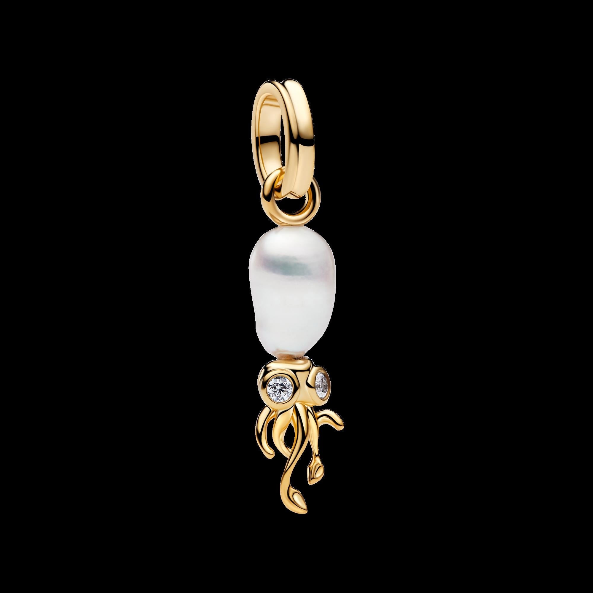 Treated Freshwater Cultured Baroque Pearl Squid Dangle Charm