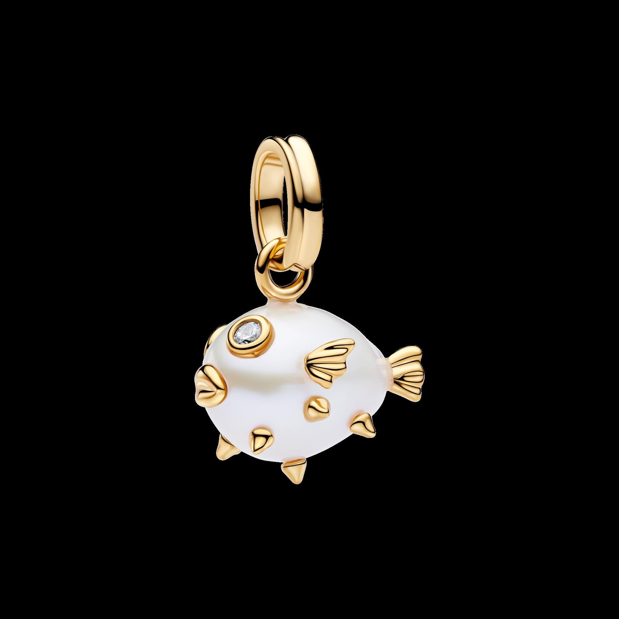 Treated Freshwater Cultured Baroque Pearl Mushroom Dangle Charm