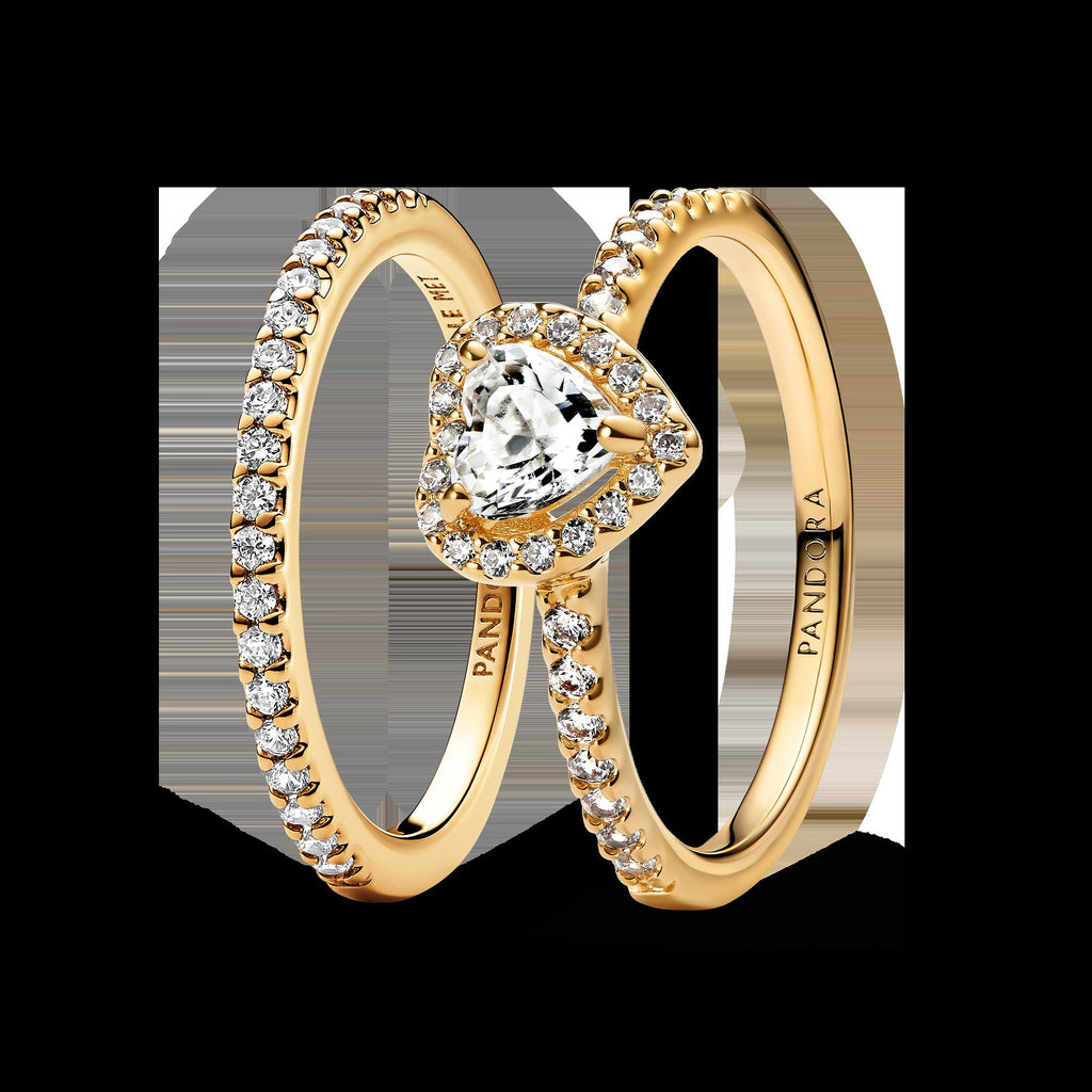 Sparkling Square Clear Halo Ring